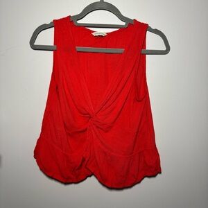 American Eagle Red Twist Front Cropped Tank Top